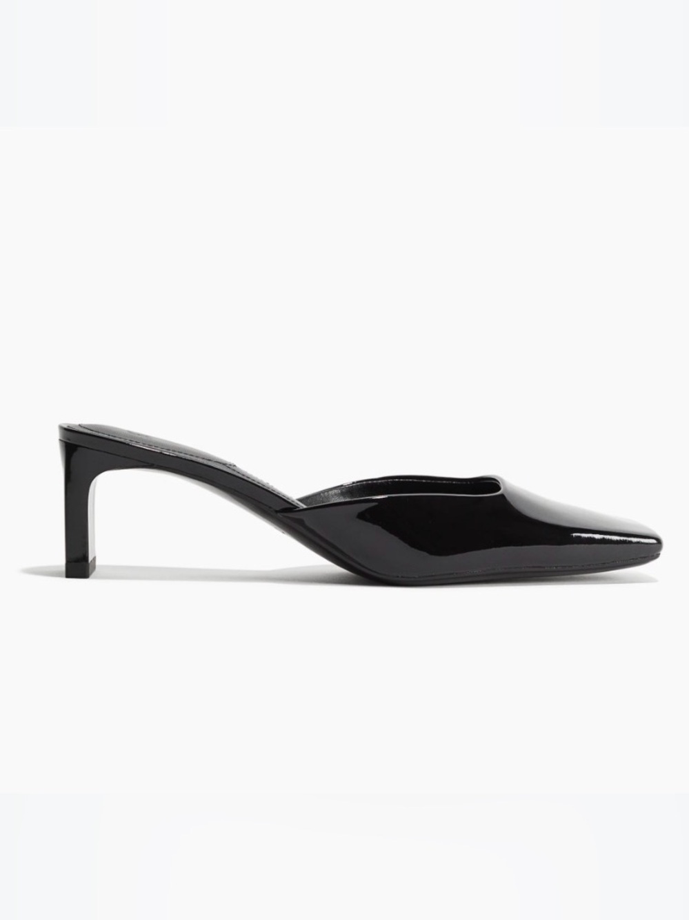 H&M Women's Black Patent Square-Toe Block Heel Mule Pumps 41